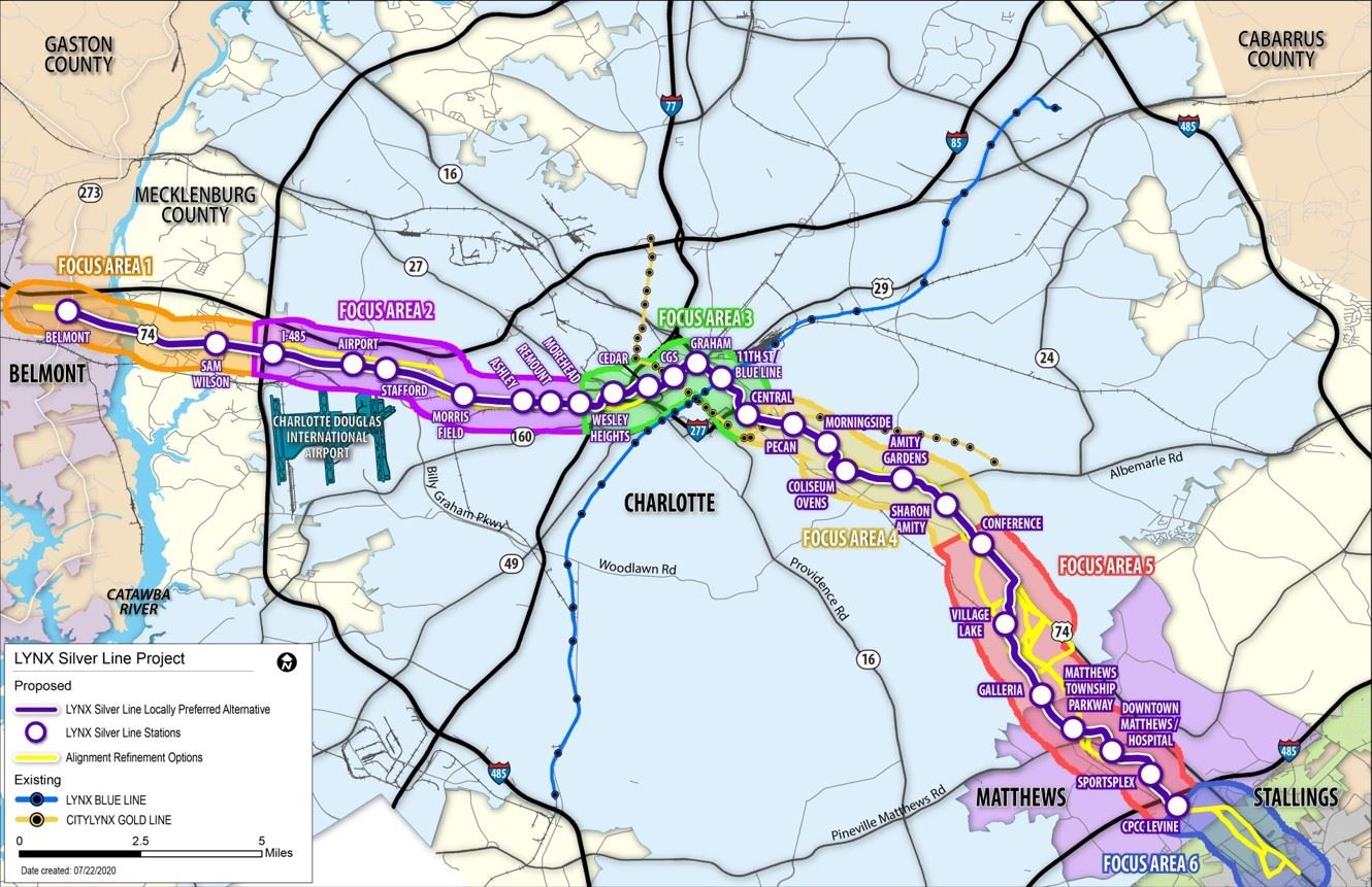 LYNX Silver Line Light Rail proposed alignment map