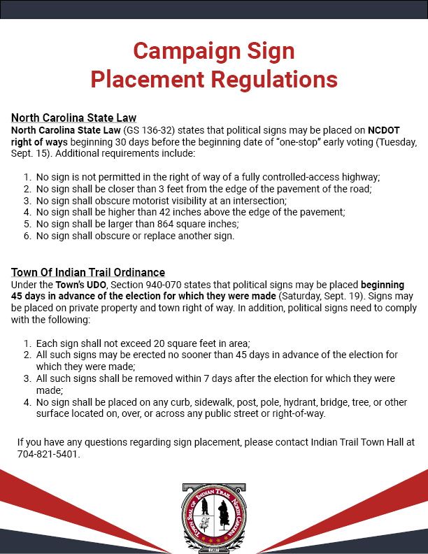 Listing of Campaign Sign Placement Regulations