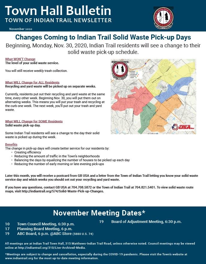 November Town Hall Bulletin Cover Page