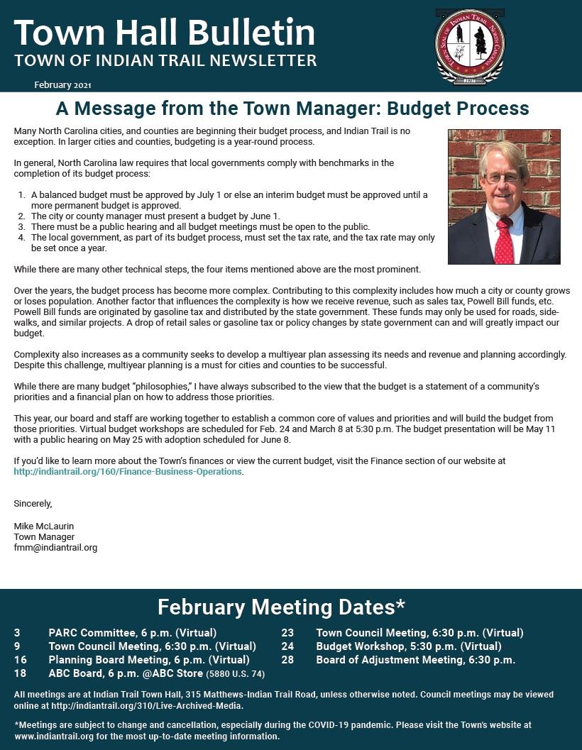February 2021 Town Hall Bulletin Cover