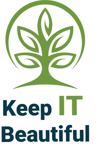 A graphic of a green tree with the words Keep IT beautiful below it. 