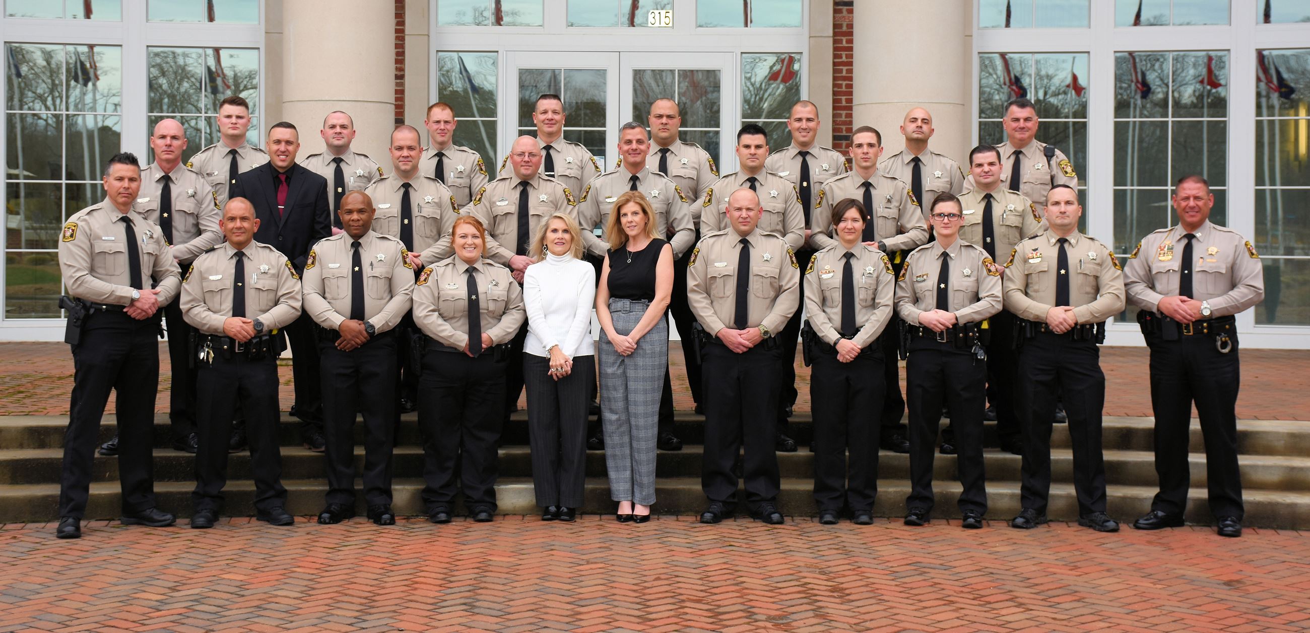 The Indian Trail Sheriff's Office deputies stand on the steps in front of Town Hall for a group p