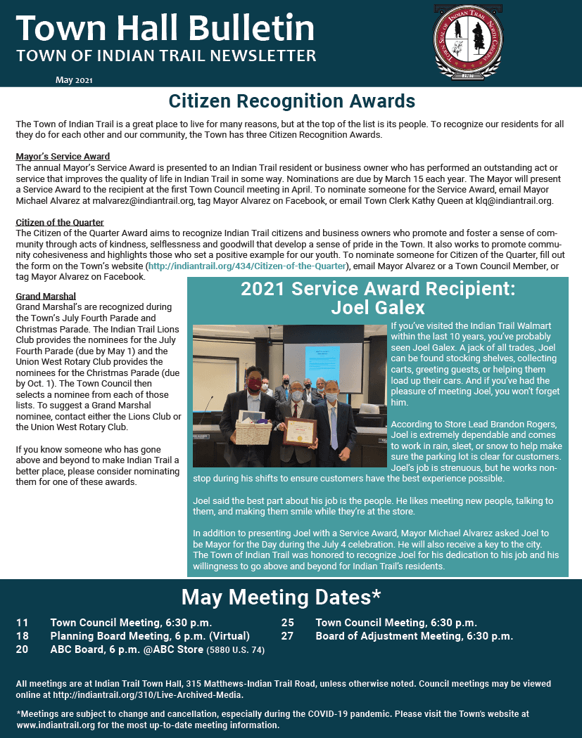 May Town Bulletin Cover Page