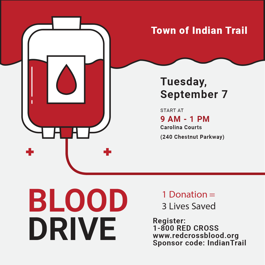 Blood Drive Sept. 7 from 9 a.m. to 1 p.m. at Carolina Courts