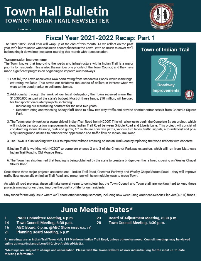 June Town Hall Bulletin Cover