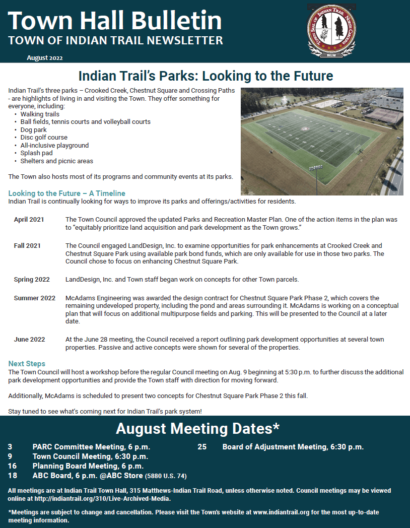 August Town Hall Bulletin Cover