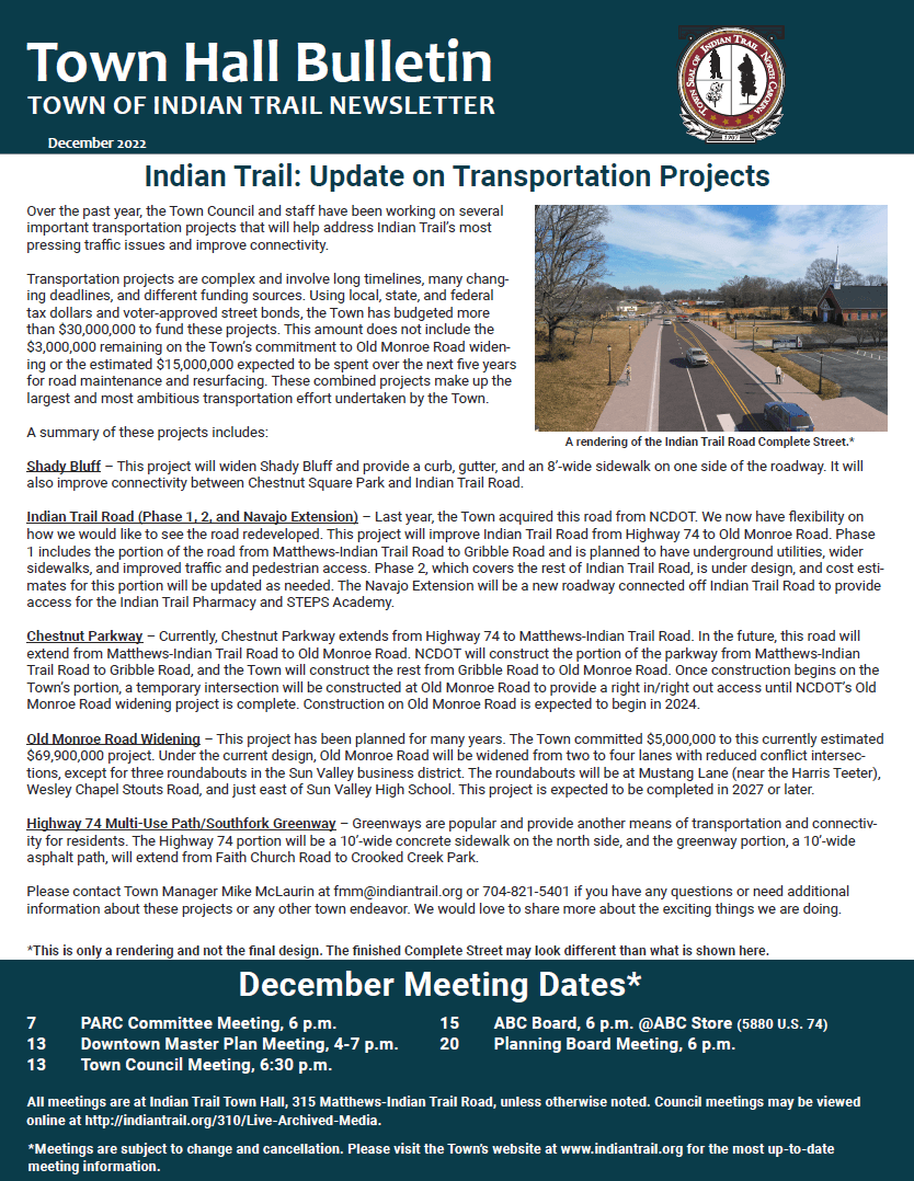 December Town Hall Bulletin Cover Page