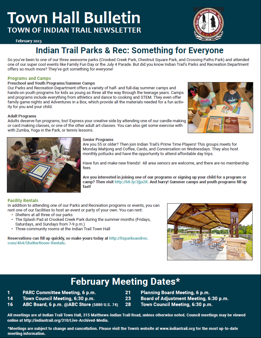 February Town Bulletin Cover