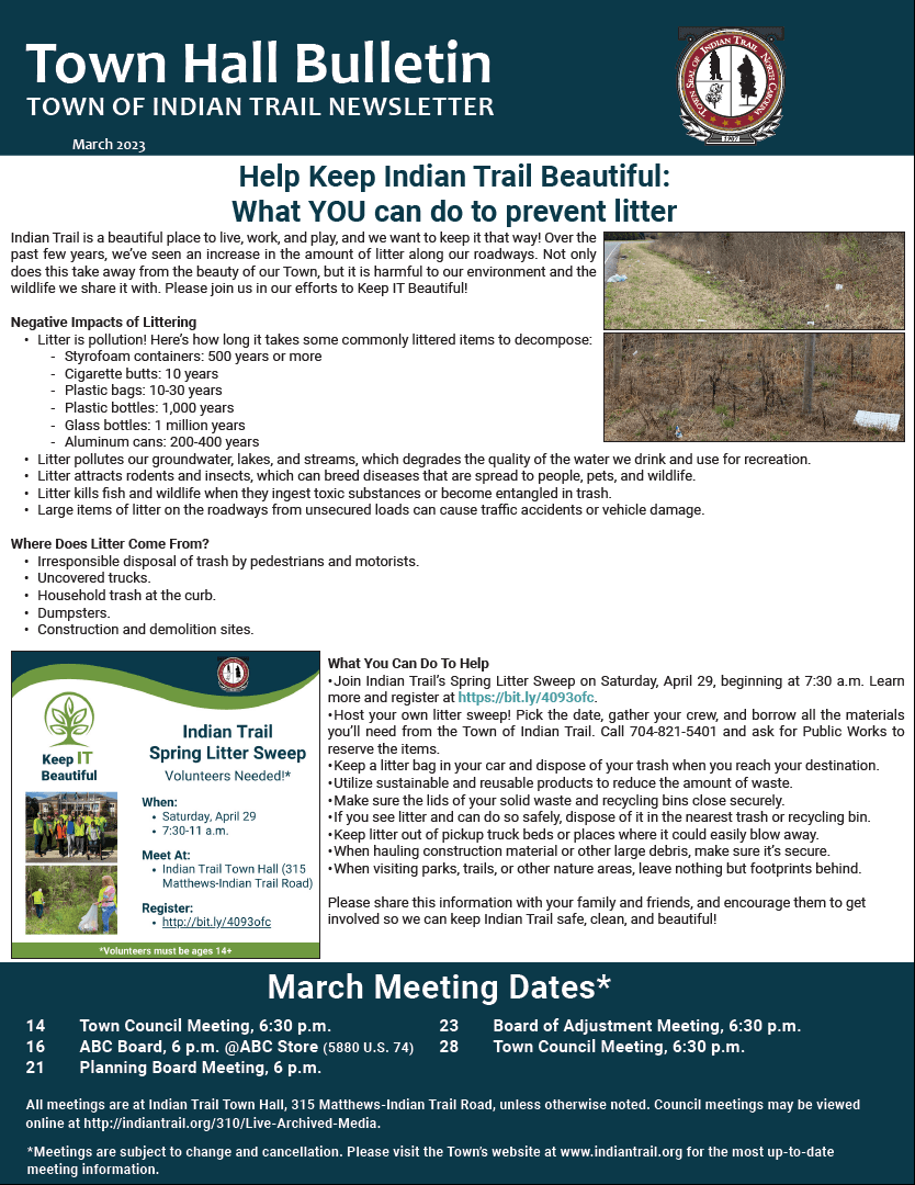 March Town Hall Bulletin Newsletter Cover