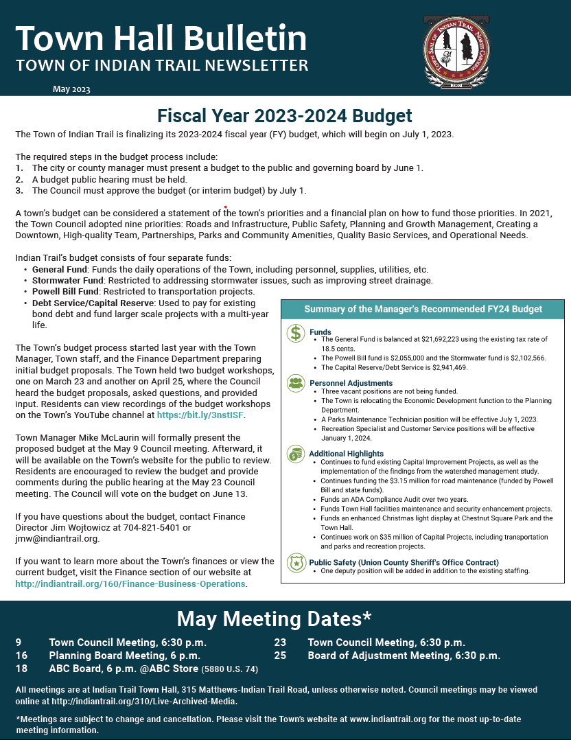 May 2023 Town Hall Bulletin Cover