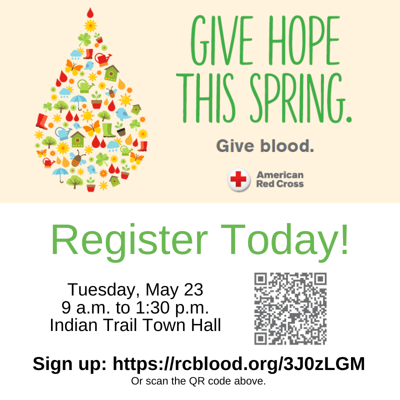 Register Today for Indian Trail's Blood Drive on May 23