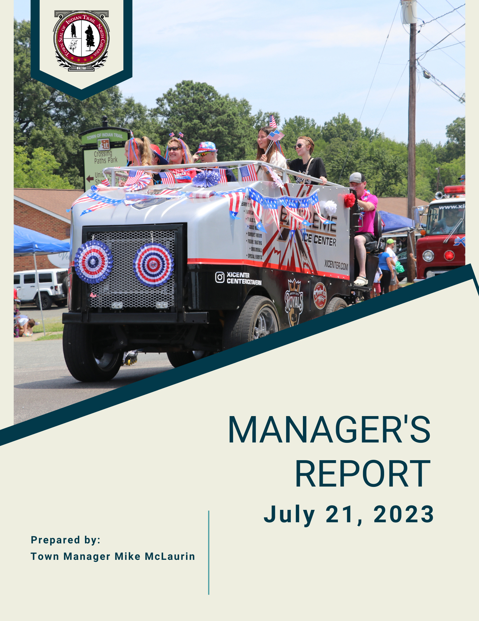 July 21, 2023, Manager's Report Cover 