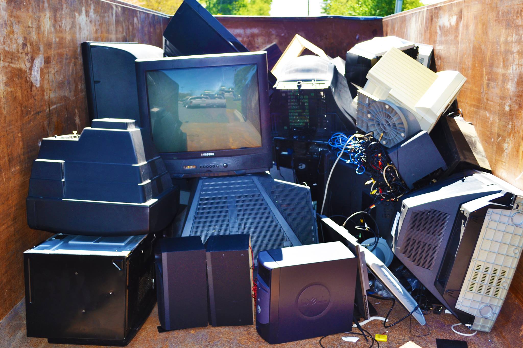 Pile of old televisions